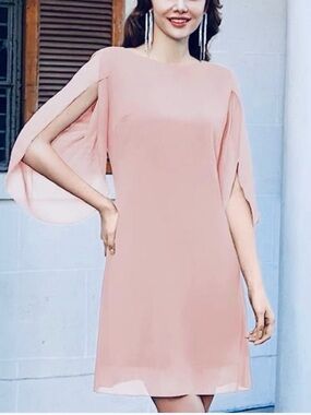 Grace Karin  Elegant Pink Cape Sleeve Dress - Women's Shift Dress